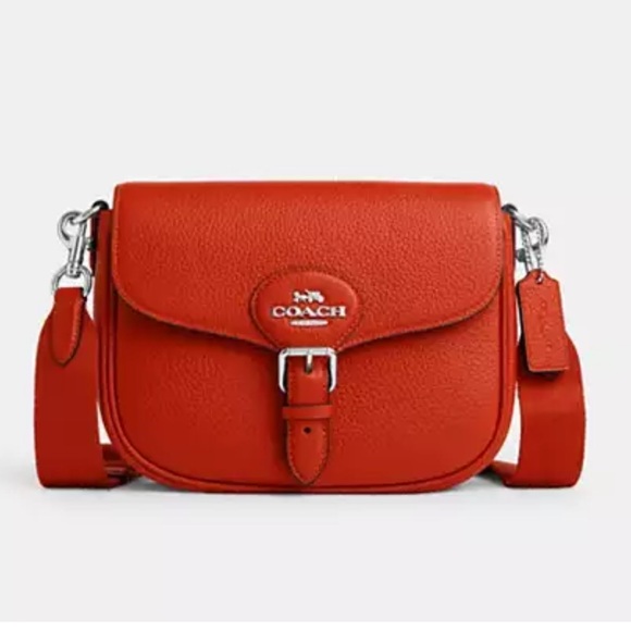 Coach Handbags - 🧡Coach NWT Deep Orange Amelia Saddle Bag with Crossbody Strap & silver Hardware